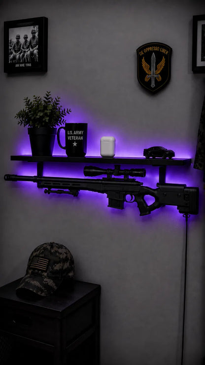 Sniper Rifle Gun Shelf - purple LED